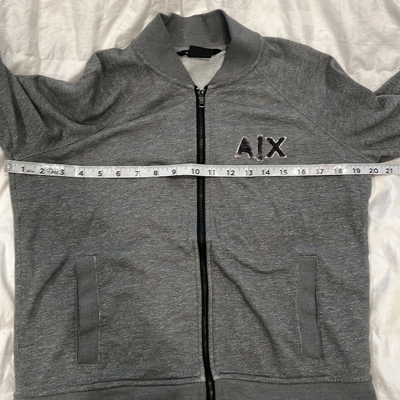 Armani Exchange zipper sweatshirt snap close pockets gray and black size M - Picture 10 of 12